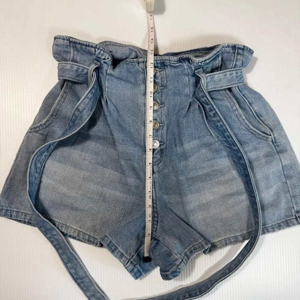 American Eagle Paperbag Waist Denim Shorts Women's 10 Coastal Grandmother Summer - Picture 9 of 11